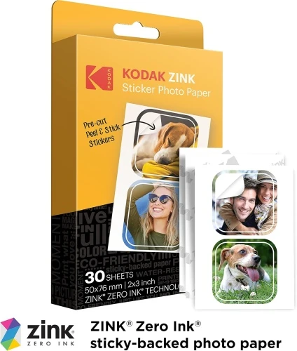Kodak ZINK 2×3” 50×76 mm 30 Sheets Pre-Cut Sticker Fotopopierius