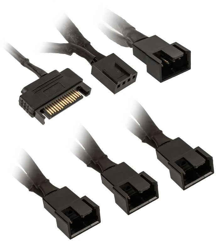 Kolink 1-4 PWM Fan Splitter Cable – 35 cm, braided, juodas