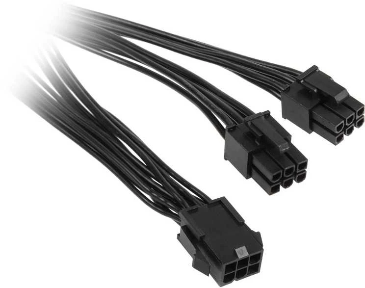 Kolink Adapteris 6-Pin-PCIe to 2x 6-Pin-PCIe-Stecker, juodos spalvos, 15cm