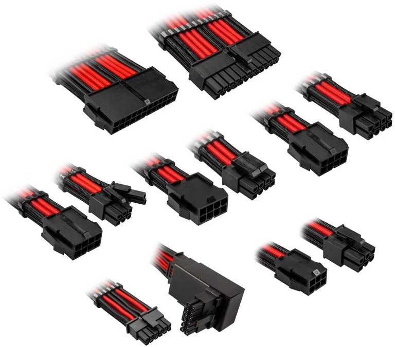 Kolink Core Pro Braided Cable Extension Kit 12V-2×6 Type 2 – Jet Juodas/Racing Raudona