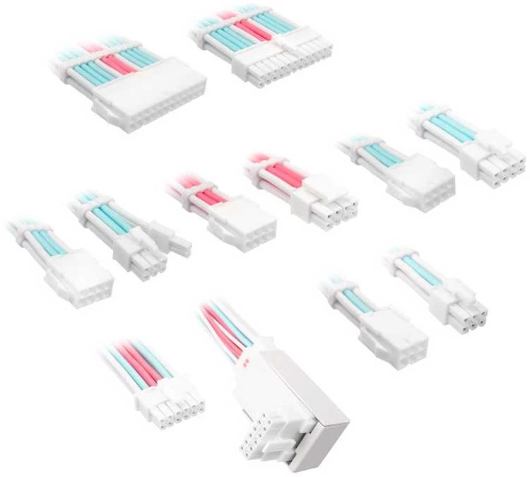 Kolink Core Pro Braided Cable Extension Kit 12V-2×6 Type 2 – Brilliant Baltas/Neon Mėlyna/Pure Rožinė