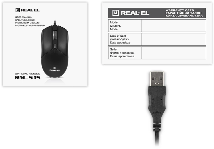 Kompiuterinė pelė REAL-EL RM-515 juodos spalvos
