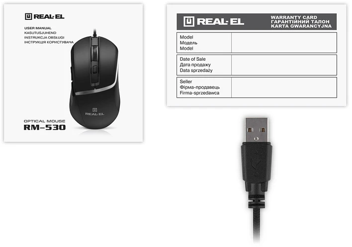 Kompiuterinė pelė REAL-EL RM-530 juodos spalvos