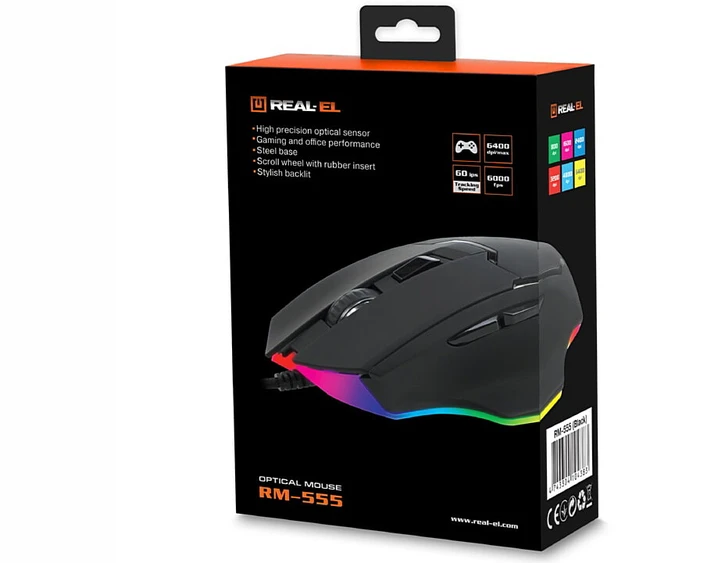 Kompiuterinė pelė REAL-EL RM-555 juodos spalvos