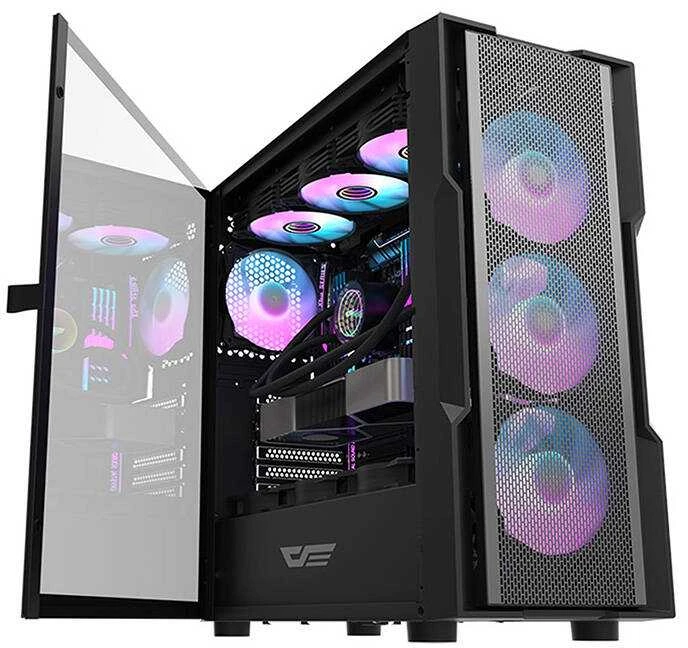 Darkflash DK431 Mesh kompiuterio korpusas + 4 ARGB ventiliatoriai - juodas