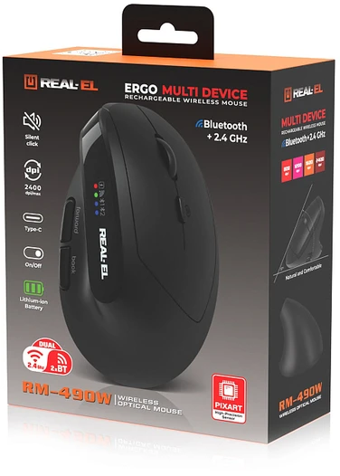 Kompiuterio pelė REAL-EL RM-490W Ergonomiška