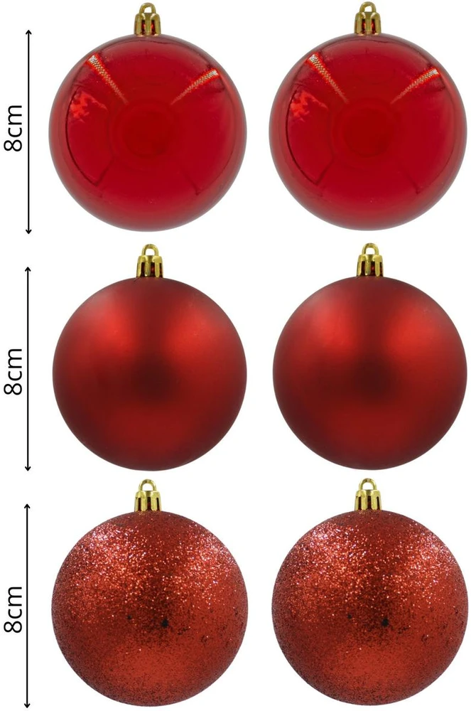 KOOPMAN Kalėdiniai Papuošalai Rinkinys 6 Vnt. Raidžių Raudoni 8 cm