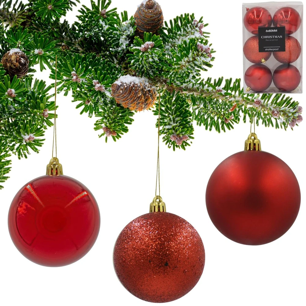 KOOPMAN Kalėdiniai Papuošalai Rinkinys 6 Vnt. Raidžių Raudoni 8 cm