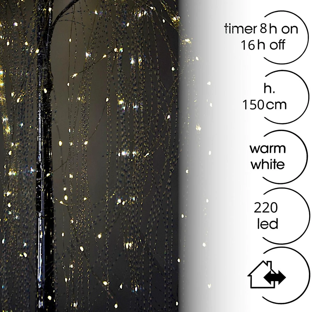KOOPMAN DEKORATYVINIS MEDELIS GLUOSNIS 220 LED AUKŠTIS 150CM LAIKMATIS SIDABRINIS 140822