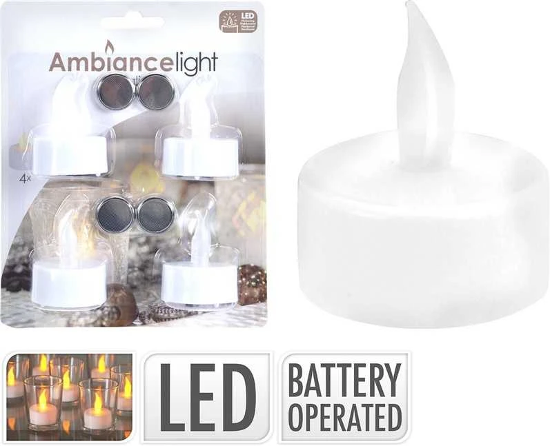 Dekoracja Domu Ambiance Light 4 LED ARBATINIŲ ŽVAKIŲ RINKINYS 756504
