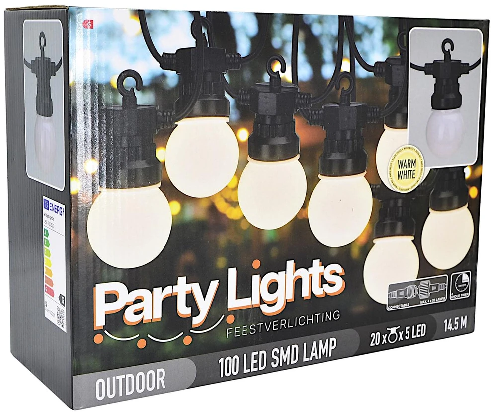 KOOPMAN SODO GIRLIANDA PARTY LIGHTS 20LED G50 SU LAIKMAČIU, JUNGAMA, 331456