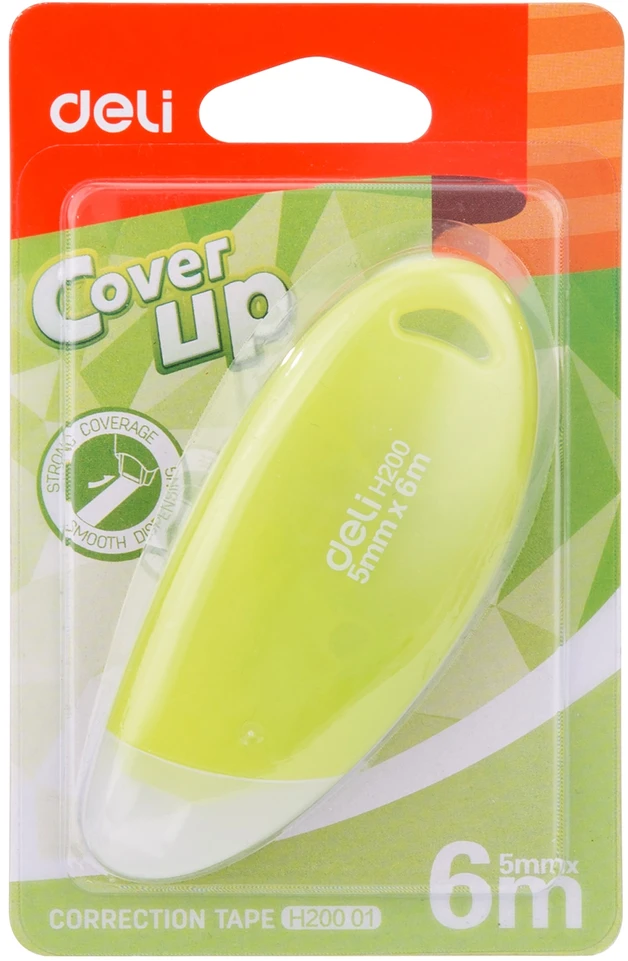 Korektūros juostelė Deli CoverUP, 5mmx6m, įvairių spalvų korpusas