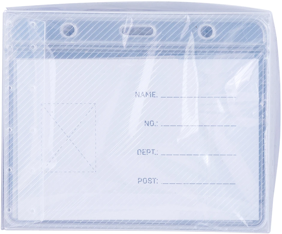 Kortelių laikiklis su raišteliu DELI 95x68mm horizontalus, mėlynos spalvos