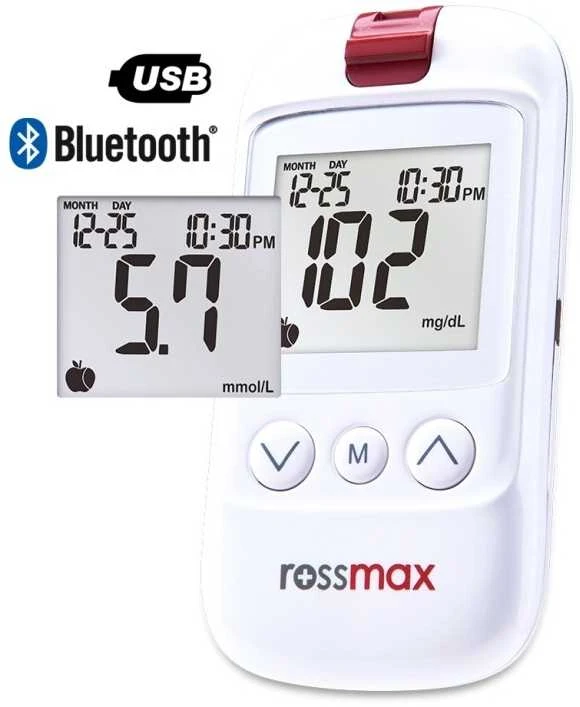 Kraujospūdžio matuoklis Gliukozės kiekio kraujyje matavimo prietaisas Rossmax HS200 BT