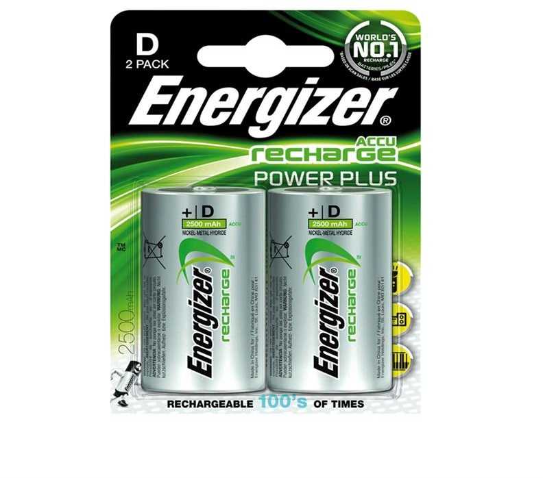 Kraunami elementai Energizer D 2500 mAh, 2 vnt.