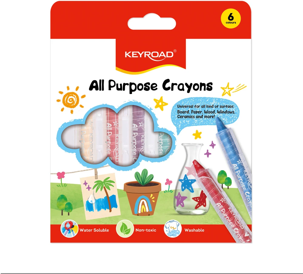 Kreidelės Keyroad, plaunamos, 6 spalvų