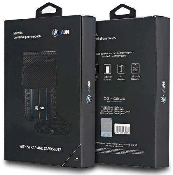 Bag BMW BMPSP15XMSCAKL Wallet Bag juodos spalvos Carbon Mėlyna Stripes