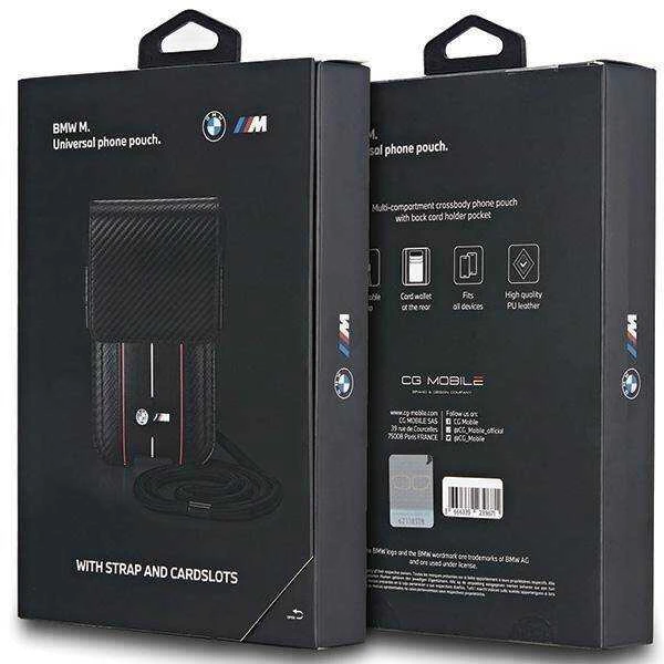 Bag BMW BMPSP15XMSCAKR Wallet Bag juodos spalvos Carbon Raudona Stripes
