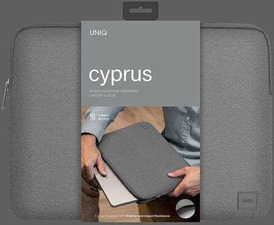 UNIQ Cyprus Nešiojamas kompiuteris Sleeve 16″ marl pilkos spalvos Vanduo-resistant Neoprene