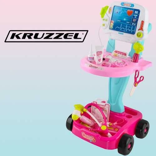 Kruzzel Mažas gydytojo rinkinukas - rožinis vežimėlis