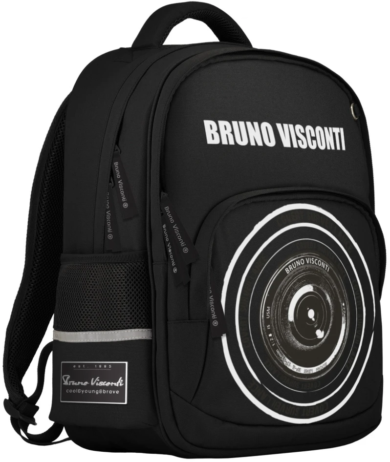 Kuprinė Bruno Visconti Lens, ergonomiška, juodos spalvos