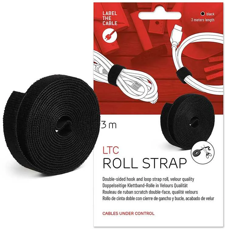 LABEL THE CABLE Dual Velcro Roll 3m - juodos spalvos