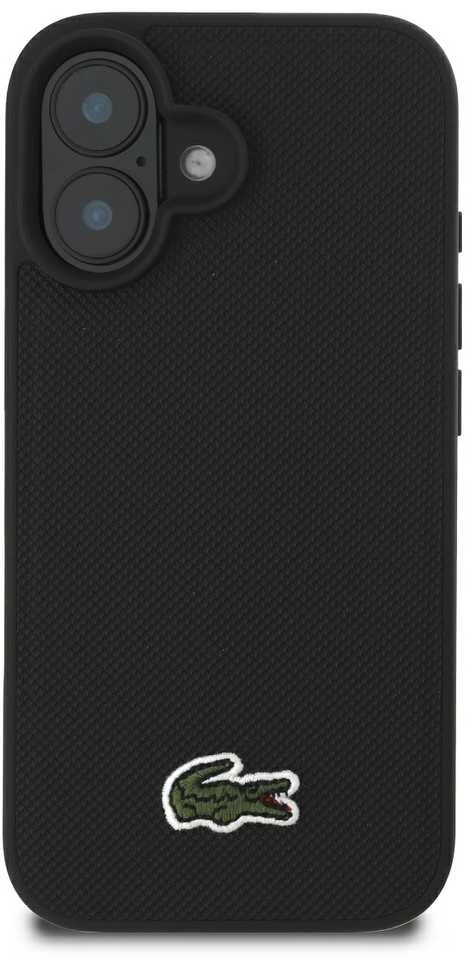 Lacoste Iconic Petit Pique Woven Logo MagSafe Apple iPhone 16 Plus dėklas telefonui juodos spalvos