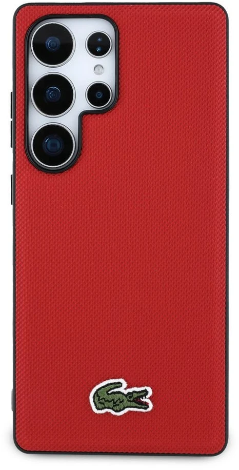 Lacoste Iconic Petit Pique Woven Logo MagSafe dėklas skirtas Samsung Galaxy S25 Ultra raudonos spalvos