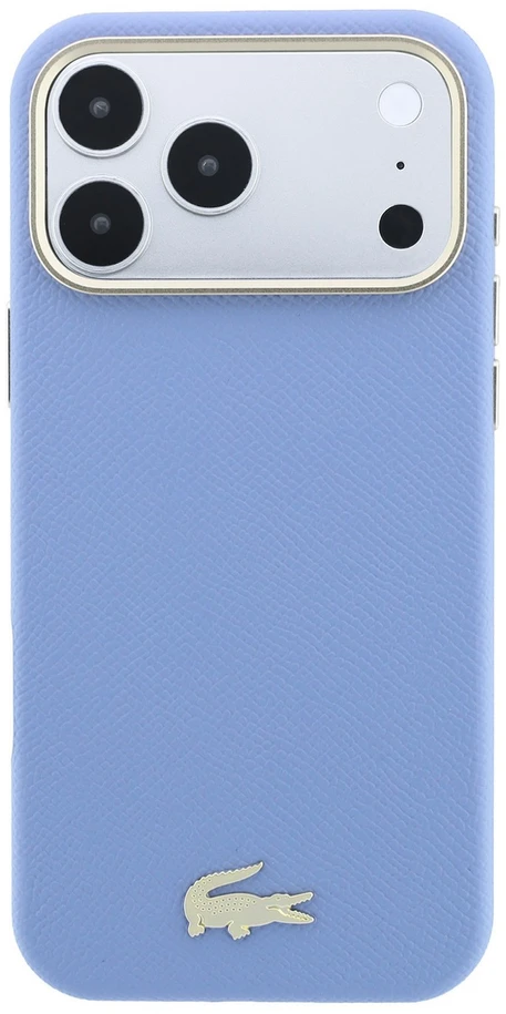 Lacoste PU odos Champs Elysees auksinio logotipo MagSafe dėklas, skirtas iPhone 18 Pro, mėlynas