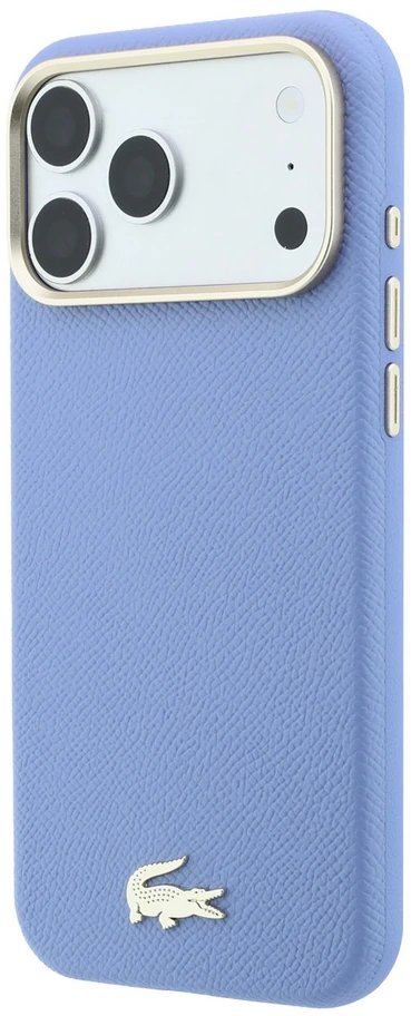 Lacoste PU odos Champs Elysees auksinio logotipo MagSafe dėklas, skirtas iPhone 18 Pro, mėlynas