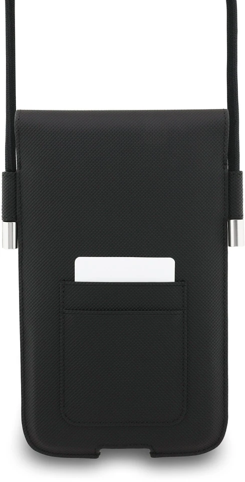 Dėklas Lacoste PVC Iconic Petit Pique Metal Logo Phone Pouch XL juodos spalvos