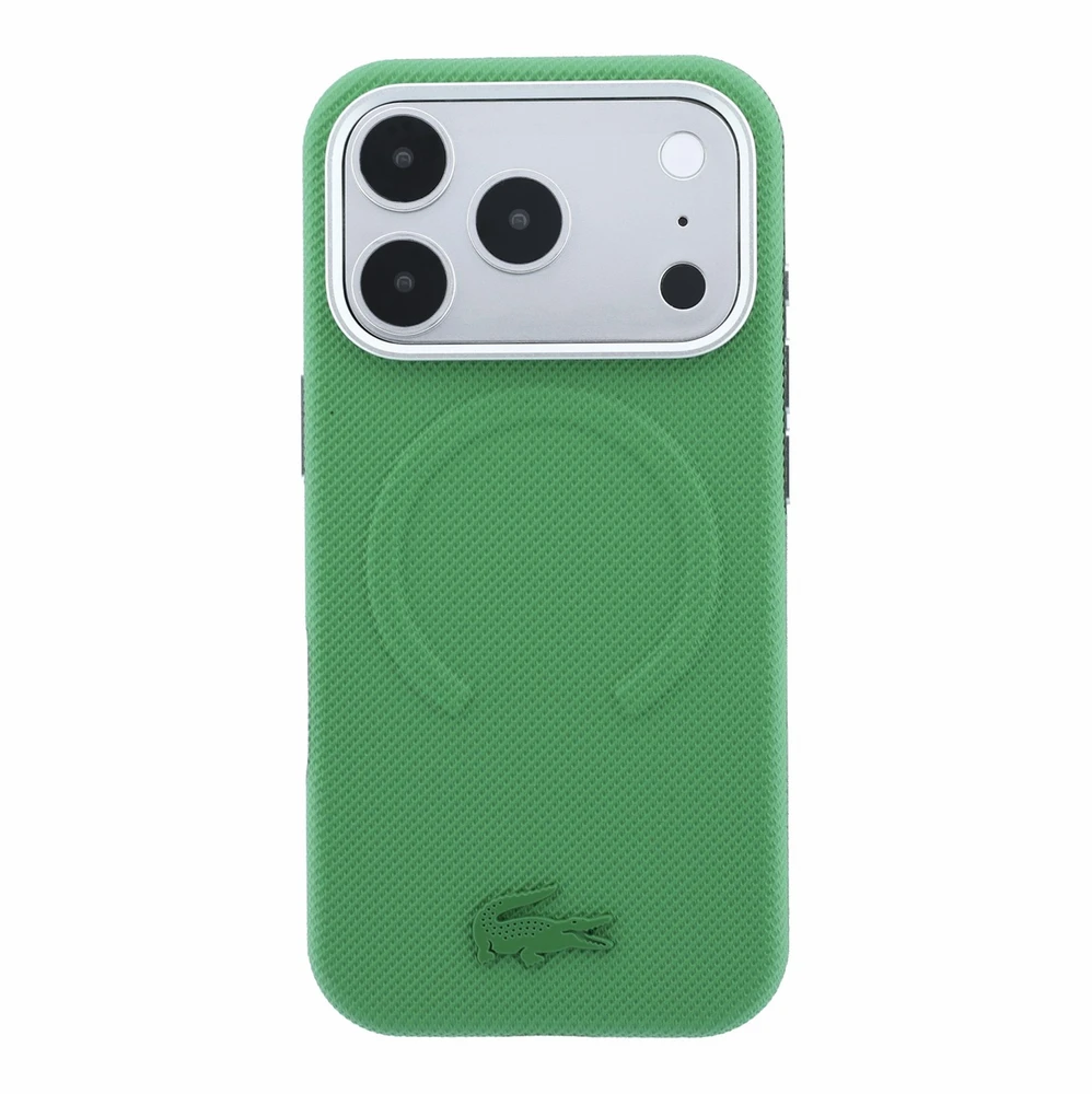 Lacoste PVC Petit Pique Semi Wrap Embossed MagSafe Dėklas skirtas iPhone 18 Pro Max Estragon