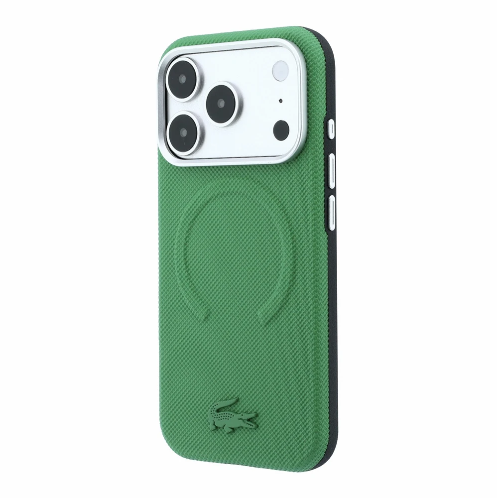 Lacoste PVC Petit Pique Semi Wrap Embossed MagSafe Dėklas skirtas iPhone 18 Pro Max Estragon