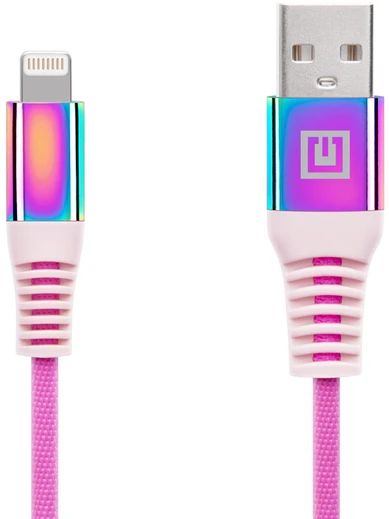 Laidas REAL-EL MFI USB A – Lightning Rainbow 1m, vaivorykštės spalvos