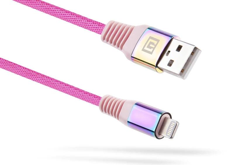 Laidas REAL-EL MFI USB A – Lightning Rainbow 1m, vaivorykštės spalvos