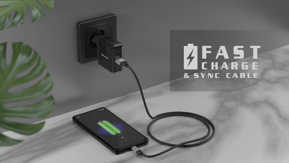 Laidas REAL-EL Premium USB A – C tipo, odinis, juodos spalvos, 1 m, odinis