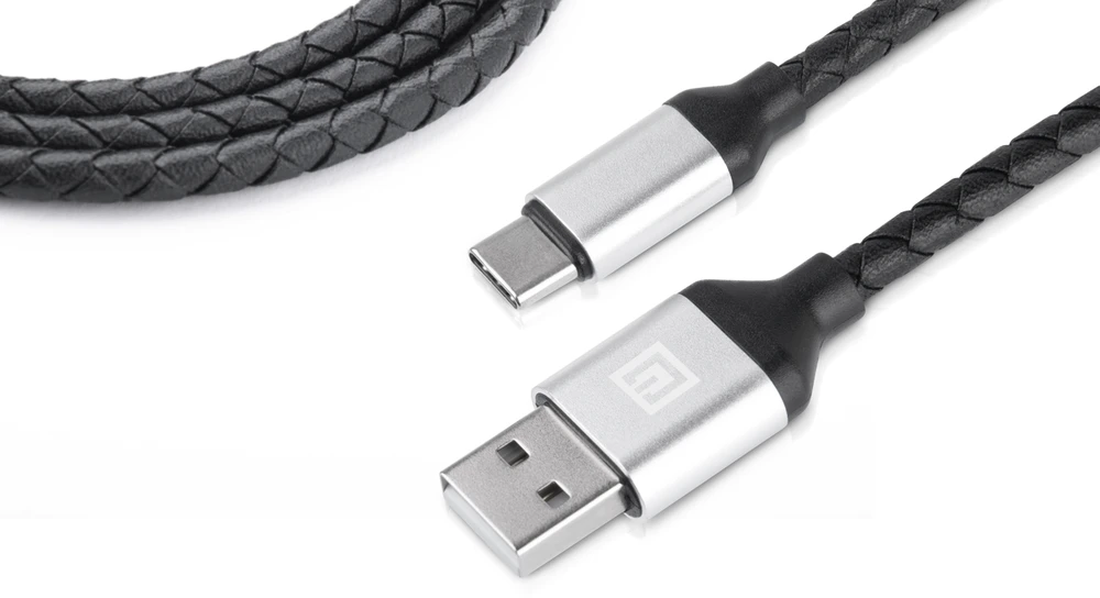 Laidas REAL-EL Premium USB A – C tipo, odinis, juodos spalvos, 1 m, odinis