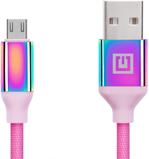 Laidas REAL-EL Premium USB A – Micro USB Rainbow 1m, vaivorykštės spalvos