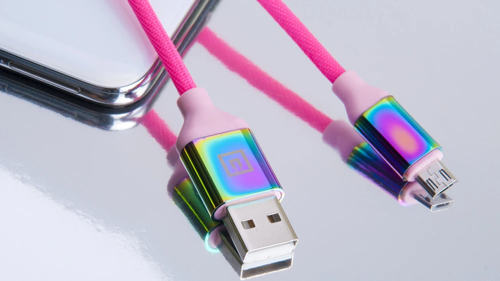 Laidas REAL-EL Premium USB A – Micro USB Rainbow 1m, vaivorykštės spalvos