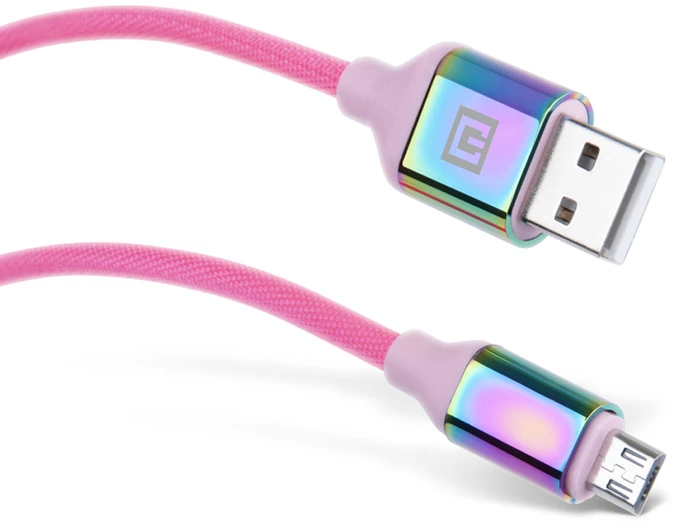 Laidas REAL-EL Premium USB A – Micro USB Rainbow 1m, vaivorykštės spalvos