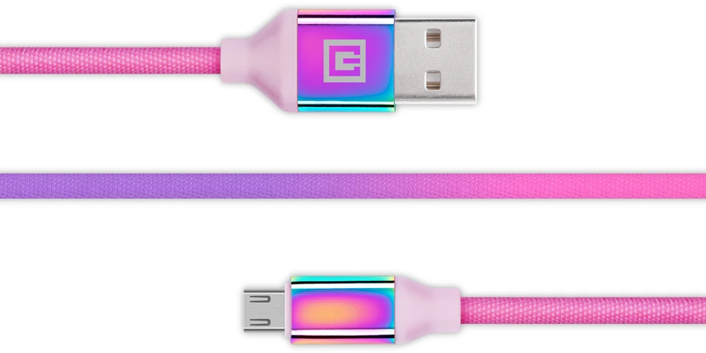 Laidas REAL-EL Premium USB A – Micro USB Rainbow 1m, vaivorykštės spalvos