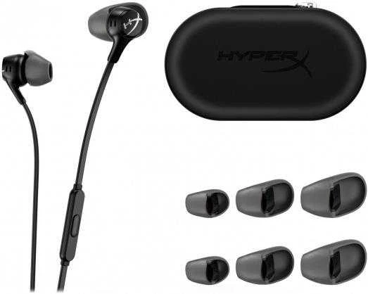 HyperX Cloud Earbuds II su užsegamu dėklu ir priedais