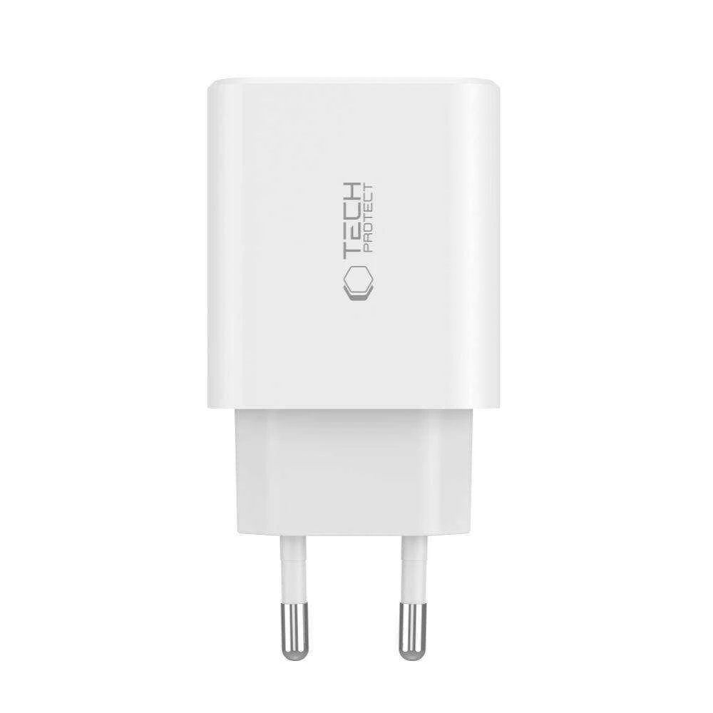 Laidinis įkroviklis 30W 2x PD USB-C + QC3.0 USB Tech-Protect C30W juodos spalvos