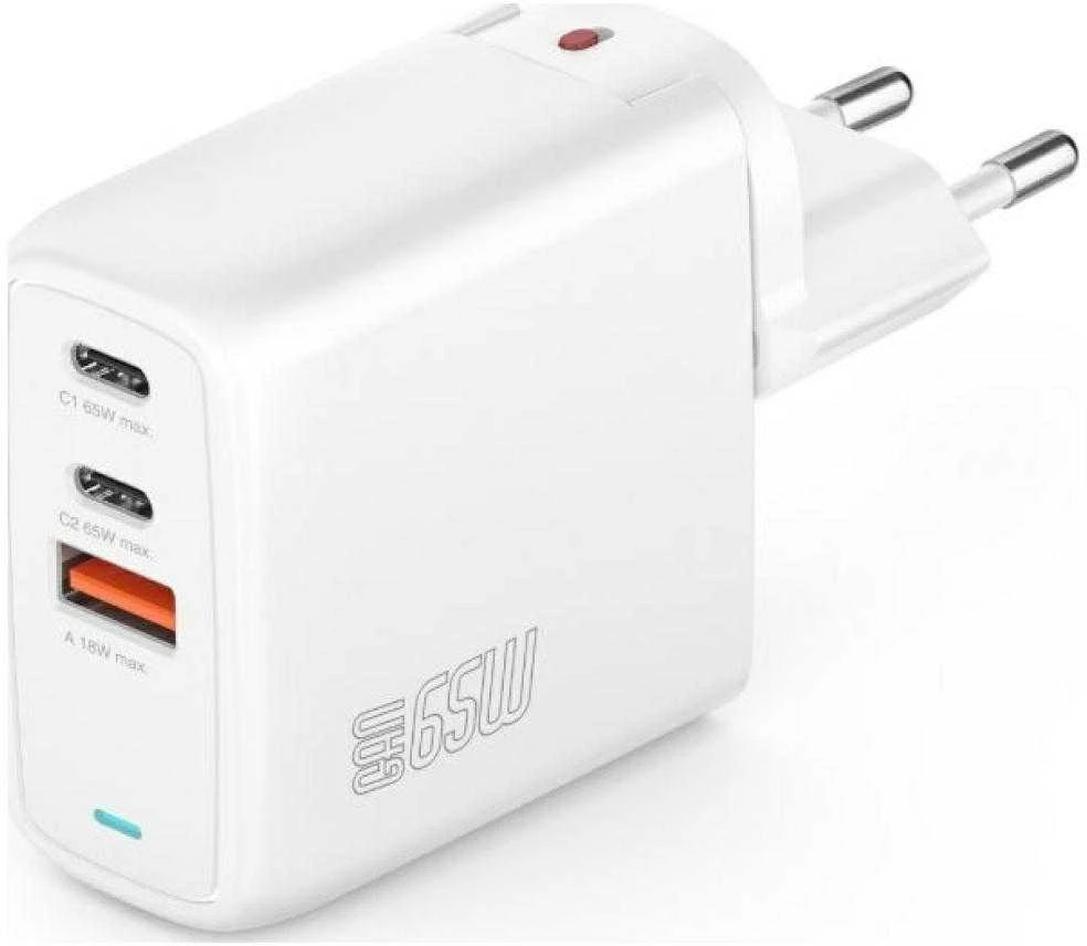 4Smarts įkroviklis GaN Flex 65W 2 USB-C+1 USB-A baltas