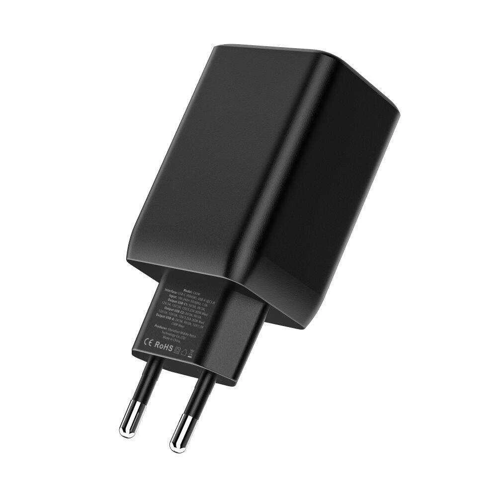 Laidinis įkroviklis 65W 2x USB-C PD + QC3.0 USB Tech-Protect C65W baltos spalvos