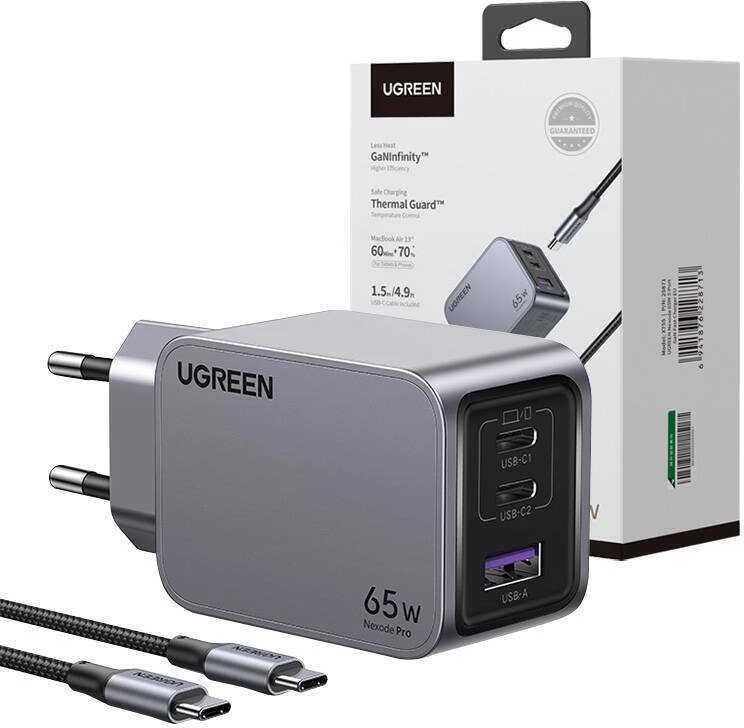 UGREEN „Nexode Pro“ 65W 3 prievadų GaN mini greitasis įkroviklis