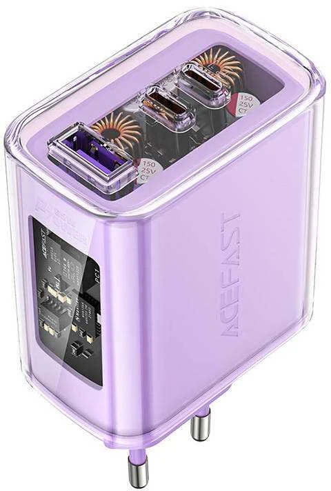 Sieninis įkroviklis Acefast A45, 2x USB-C, 1xUSB-A, 65W PD (violetinė)