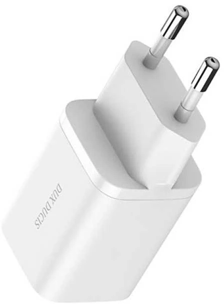 Laidinis įkroviklis Dux Ducis C80 Super Si – USB + Type C – PD 30W QC 3.0 18W 3A baltos spalvos