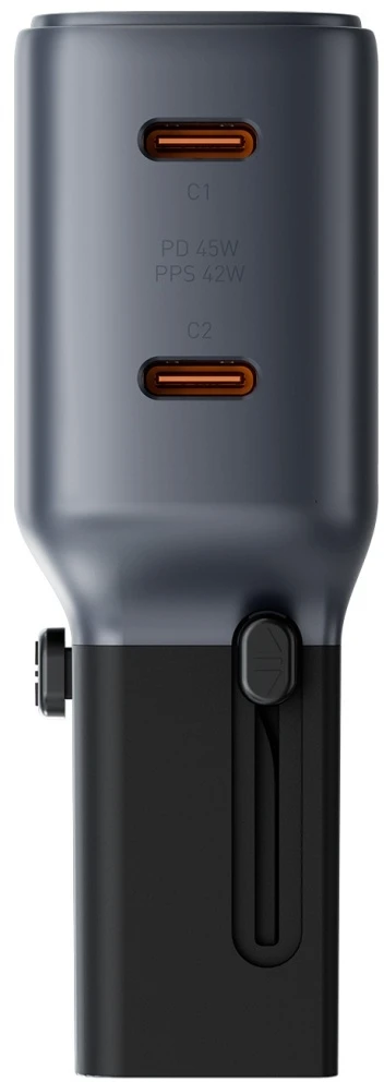 Laidinis įkroviklis Energea TravelGo Adapteris 45 2xUSB-C 45W graphite-juodos spalvos