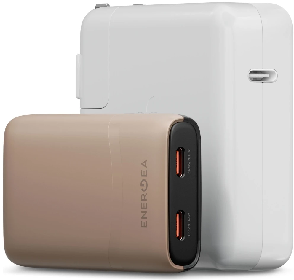 Laidinis įkroviklis Energea TravelWorld Edge 65W 2xUSB-C PD/PPS/QC3.0 (US/UK/EU) auksinis